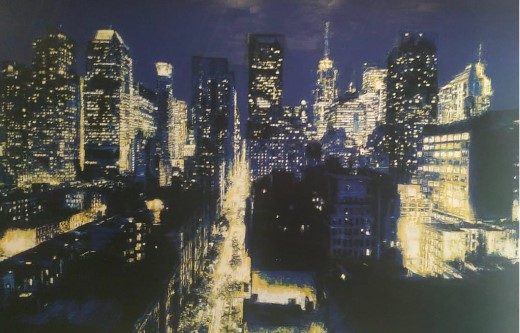 Title: New York<br />
Dimensions: 150 cm x 210 cm<br />
Material: Oil on wooden panel<br />
